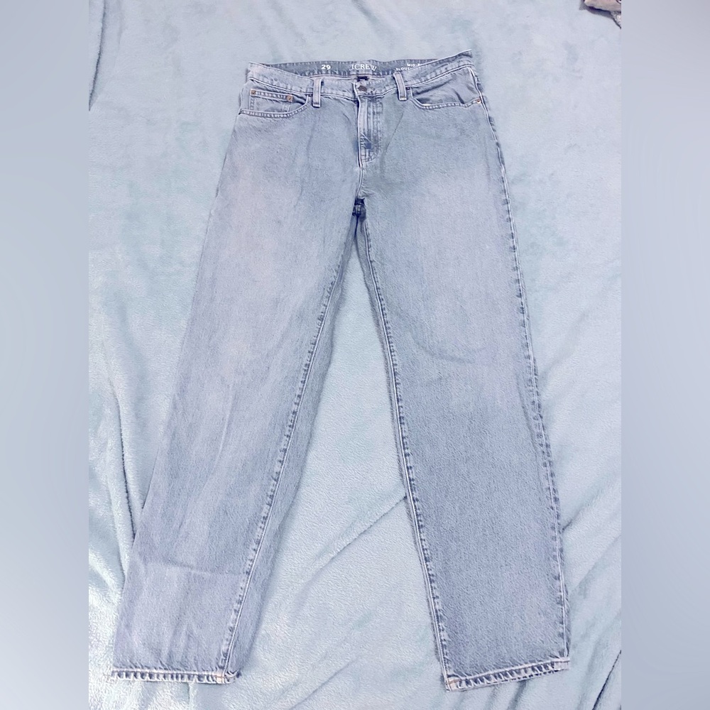 J. Crew 29 8 Medium Blue Mid-rise slouchy baggy Straight Leg Jeans Classic Denim
